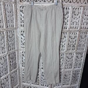 Chico's Wide Leg Pants Women’s Sz 2 Beige Pull On 100% Linen Beachy Cool Summer